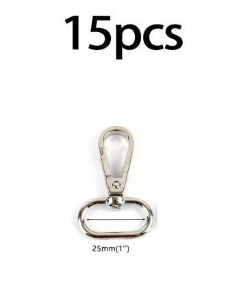 15pcs Silver Metal Accessory Pack: Swivel Lobster Clasp, Keychain, Metal Chain Clips, 360 Degree Rotating, Oval Rings, Spring Hook, Suitable For DIY Crafts & Wallet Making