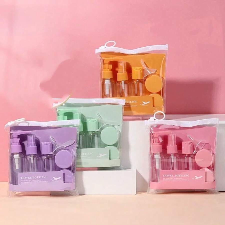 8 Piece Travel Bottle Kit For Easy Carrying Of Cosmetics At Home And On The Go - Roxo ou rosa aleatório - 查看 1