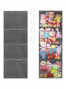 1 حقيبة شبكية كبيرة الحجم تعلق على الباب الداخلي لحجرة الأطفال، منظم للألعاب، ديكور رومانسي لعيد الحب - الأسود - مشاهدة 13