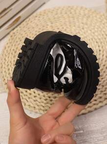 男童时尚系带英伦风 PU 皮革防滑平底正装鞋，适合表演、派对，适合所有季节 - 黑與白 - 查看 9