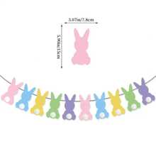 Nuevo Conejo de macarrón de Pascua, Pompón, Banner de Cinta, 1 set de 10 conejos para decoración de fiesta de Pascua