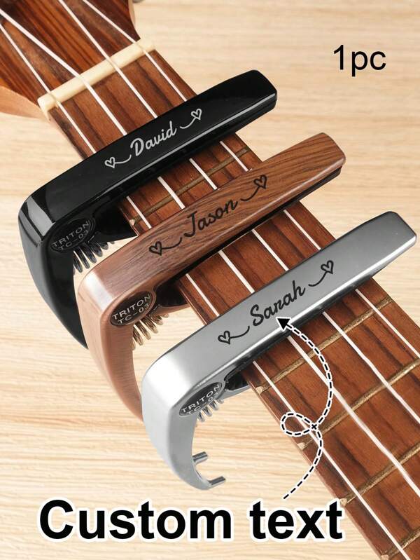 1pc Custom Engraving Name Guitar Capo, Personalized Capo For Electric Guitar, Customized Engraved Capo,Multi-Functional,Reusable,Ornamental,Engraved,Stainless,Exquisite,Stylish,Soft,Adorable,Colorful,Cute,Funny,Custom,Personalized,Customized,Unique,Ideal Gifts For Her,Ideal Gifts For Him,For Anniversaries,For Birthdays