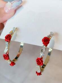 1 Paar stilvolle und süße Rosen-Ohrringe zum täglichen Tragen für weibliche Liebhaber (ohne Kartonunterlage)