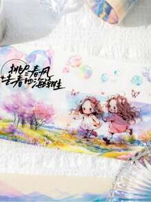 1 Rollo de cinta decorativa con temática de paisaje de Glitter Crepuscular PET, Serie de escenas de montañas y mares para scrapbooking y manualidades, para todas las estaciones