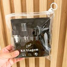 8 Piece Travel Bottle Kit For Easy Carrying Of Cosmetics At Home And On The Go - Cinza Or Preto Aleatório - View 2