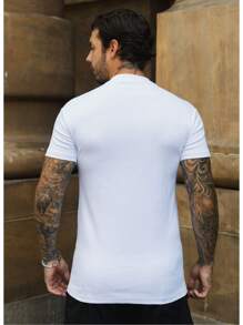 Slim Plain Ribbed T-Shirt Basic American Style Streetwear Fitted To The Body Ribana - White - View 4