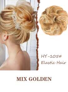 凌乱波浪发髻假发，合成发髻马尾辫接发黑色棕色金色红色发髻发片，适合女士弹性发髻 - 彩色 - 查看 15