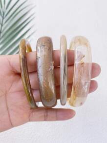 4 件复古树脂琥珀纹理亚克力手镯，时尚百搭，适合女性日常佩戴 - 多色4件式手鐲 - 查看 13