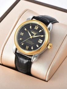 LONGLUX 1 pièce Montre mécanique automatique imperméable pour homme, cadran lumineux, bracelet  d'affaires