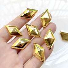25pcs Rhombus Double-Hole Gold Plated Acrylic Rhinestones For Jewelry Clothing Decoration, 2 Size Options