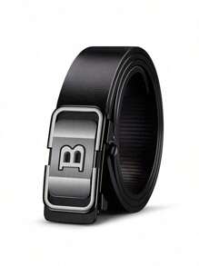 1 条男士自动扣皮带商务休闲青年百搭裤腰带，送给丈夫、家人或男朋友的完美礼物 - 銀色 - 查看 1