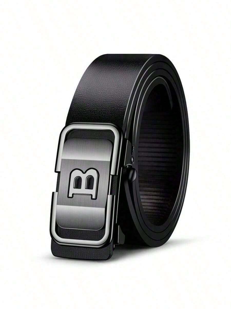 1 条男士自动扣皮带商务休闲青年百搭裤腰带，送给丈夫、家人或男朋友的完美礼物 - 銀色 - 查看 1