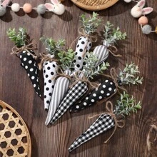 8 件复活节胡萝卜布制胡萝卜玩具人造胡萝卜乡村无纺布填充胡萝卜适用于农舍春季复活节篮子装饰花瓶填充装饰分层托盘装饰 4 种款式