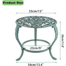 Soporte de hierro fundido resistente para plantas, de estilo vintage con aspecto de hierro forjado, soporte decorativo redondo para macetas, portalámpara de metal para plantas, para uso interior y exterior, para plantas grandes, color verde - Hierro fundido verde - Ver 3