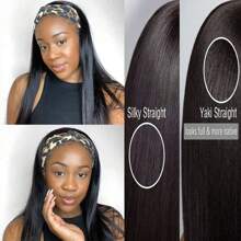 Headband Straight Wig Human Hair For Women Glueless None Lace Front Human Hair Headband Wig Brazilian Virgin Hair Machine Made Human Hair Wigs Natural Black 180% Density