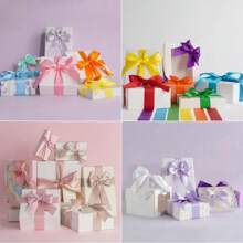 6 rolos de fita de cetim dupla face de 2,5 cm de largura e 27 metros de comprimento, multicolorida, para embrulho de presentes, buquês, laços de cabelo, artesanato, Natal, Páscoa e festas (6 conjuntos opcionais). Ideal para presentes de aniversário, formatura, decoração de Natal e decoração natalina para casa. - Multicolorido - Ver 4