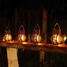 太阳能防水户外 LED 吊灯，光感应空心灯笼，适用于草坪、花园、庭院 - 鏤空掛燈 - 查看 6