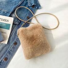 1 Pc Plush Messenger Bag Phone Crossbody Bag Mini Sling Bag For Women Crossbody Purse For Women Fluffy