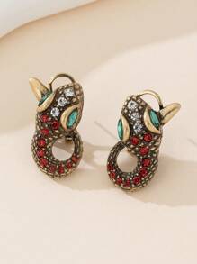 1 件蛇形项链和 1 对蛇形耳环套装，仿古镀金铜合金，镶嵌宝石，复古欧式风格，适合日常佩戴、节日礼物、朋友、派对、高端贵族皇家 - 彩色 - 查看 9