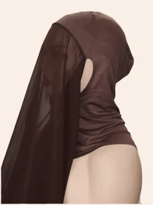 1 Set Women Soft Undercap And Chiffon Scarf Combo, Fashion Versatile Accessory, All Seasons - A - View 4