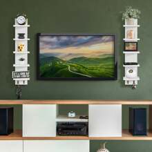 Sorbus 5 Tier Wall Mounted Floating Shelf Unit With Hooks - Home Decor And Storage Organizer - White - View 2