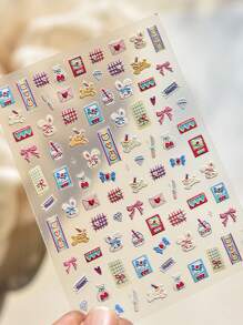 1pc Kitten Cartoon Nail Charm Sticker DIY Art Cute Style 3D Nail Art Decoration Sticker