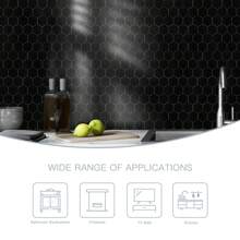 HOMEART 6-Sheet Black Peel And Stick Backsplash Hexagon Tile, Self Adhesive Wall Tile Ceramic Look Stick On Backsplash For Kitchen Bathroom