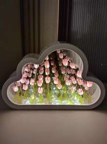 1 st. dekorativ nattlampa med molntulpan/ros, handgjord gör-det-själv-blomsterlampa, dubbelfunktion som nattlampa och spegel, bordsdekor, lämplig som födelsedags- eller alla hjärtans dag-present, mjuk belysning för sömn, gör-det-själv-tulpan-/rosblommapysselkit - Multifärgad - Visa 9