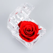 Boîte à bague rose éternelle en 9 couleurs | Bijou de fleur préservée, cadeau pour les mariages, la Saint-Valentin et les souvenirs de mariée (boîte-cadeau de luxe), plantes artificielles