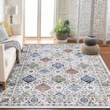 Washable Rugs Living Room Short Pile Area Rugs For Living Room Outdoor Rug Modern Vintage Classic Rug Non Slip Rug For Bedroom Home Decor Office Carpet - Light Blue - View 1
