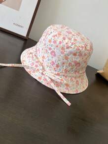 1 pieza Sombrero de sol con estampado de dibujos animados para niñas/niños mayores, sombrero tipo cubo de unicolor simple y ligero con circunferencia ajustable y cordón para el viento, adecuado para primavera y verano - 1PC - Ver 8