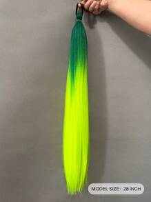 圣帕特里克节 2 件装绿色/黄色万圣节马尾辫，带拳击 DIY 辫子、弹性发带、合成纤维扭编马尾辫延长、万圣节发型 - 綠色 - 查看 2