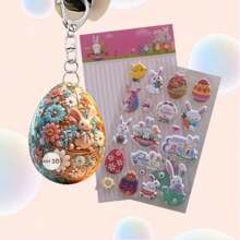 Easter Egg Bunny Car Interior Acrylic Pendant Ornament, Decoration Hanging Easter Egg, Rabbit Sticker Gift, Bubble Sticker