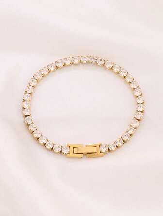 1 件 4 毫米不锈钢网球链手链女式嘻哈男式水晶锆石手链珠宝