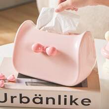 1pc Bow Paper Towel Box, Creative Napkin Storage Box, Bathroom Paper Box, Desktop Toilet Paper Holder, Kitchen Bedroom