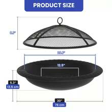 30 Inch Black Iron Fire Pit BBQ Grill With Wood Burning And Fork For Outdoor Camping & Picnics Black