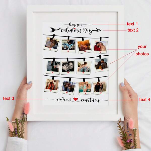 1PC Gepersonaliseerde Paar Fotoafdruk Cadeau, Aangepaste Verjaardag Bruiloft Verjaardagscadeau Valentijnsdag Cadeau Voor Hem Haar, Beste Vriend Geschenken, Beste Vrienden Fotocollage, Vriendschap Familie Paar Onvergetelijke Momenten Fotoafdruk Schilderij, Gepersonaliseerd Fotopapier Bedrukte Poster, Romantische Bruiloft Verloving Geschenken, Kunstwerk Muurschildering Voor Slaapkamer Kantoor Slaapzaal Badkamer Club Café Bar Bioscoop Speelkamer Thuis Muurdecoratie, Geen Lijst