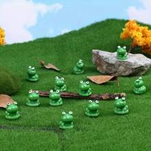 30 件迷人绿色迷你青蛙雕像 - 可爱的树脂青蛙，表面光滑，适合 DIY 复活节彩蛋、花园和玻璃容器装饰、青蛙花园装饰 - 綠色 - 查看 6