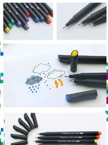 12/24/36/48 件彩色绘画套装，包括细线笔、荧光笔、美术用品、滚珠笔、用于书写笔记的细尖笔、日历着色、Sipa 细尖笔 - 0.4 毫米毡尖、PE 材料、鲜艳的颜色，非常适合成人着色、书写、绘画、教师和学生