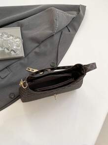 Fashionable Large Capacity Textured 2025 Print Lock Clasp New Casual Chain Shoulder Underarm Bag - Coffee - View 8