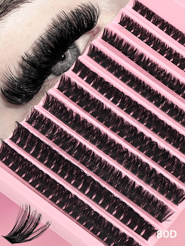200PCS Individual Lash Clusters 80D D Curl 10-16mm Lash Clusters, Soft&Fluffy&Extra Thick&Natural Look, Cruelty-Free Individual Eyelash Extension Kit, Loved For Self DIY At Home Or On-The-Go -For Dating&Party Glam&Wedding&Daily Life&Travel&Christmas/Halloween Festival