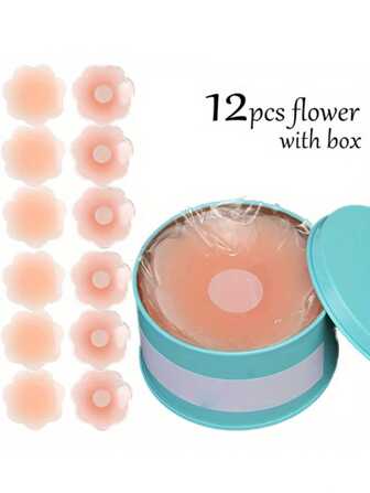 12 件可重复使用乳头贴、无肩带隐形自粘式隆胸乳贴、女士内衣和内衣配件