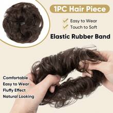 Messy Bun Hair Piece Curly Hair Bun Extensions With Straight Tails Hair Scrunchies Ponytail Hairpieces For Women