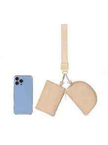 Mini Zipper Dual Pocket Portable Keychain Wallet, Women Mini Pocket Black Wallet, Wallet, Mini Wallet, Coin Purse, Travel Wallet, Wristlet - Khaki - View 3