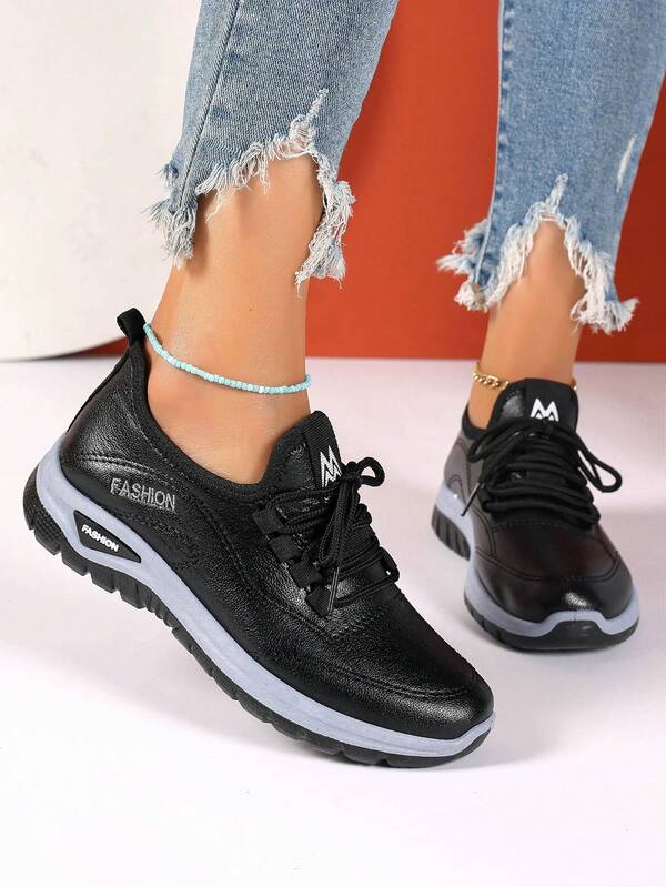 Women's Black Soft Bottom Sports Shoes, Shock Absorbing Non-Slip Running Shoes, Casual Multi-Functional Comfortable Outdoor Sports Shoes. Women's Lightweight Breathable Walking Shoes, Non-Slip Outsole, Suitable For Fitness, Travel, Work, Casual Wear
