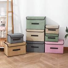 Cajas Organizadoras De Tela Plegables Con Tapas - Verde - Ver 5