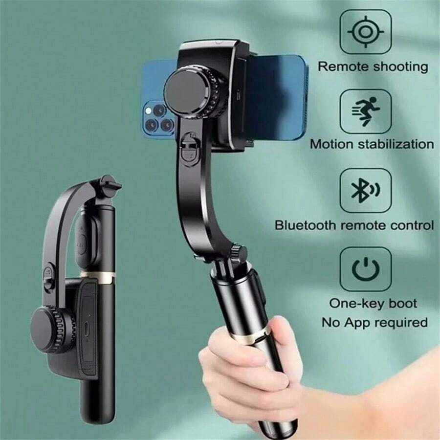2025 New Gimbal Stabilizer Bluetooth Wireless Selfie Stick Tripod, Suitable For IOS Android With Bluetooth Shutter Monopod Phone Stand - 黑色 - 查看 1