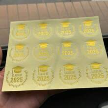 36/60/120pcs Graduation Stickers, Class Of 2025 Congratulations Graduates, Gold Foil Graduation Labels, For Hats, Gift Bags, Gift Boxes, Packaging Bags, Envelopes, Cards, Party Favors, Graduation Stickers, Graduation Labels, Graduation Party, Back To School - Multicolor - View 6