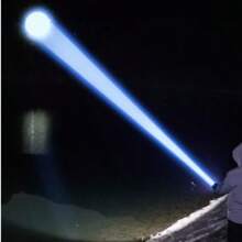 便携式大功率 LED 手电筒带显示屏可充电军用战术手电筒内置 18650 电池应急聚光灯超亮照明露营灯家用户外手电筒 - 黑色 - 查看 2