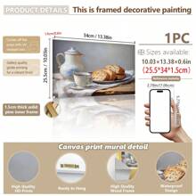 1 Piece, Canvas Hanging, Framed Decorative Painting, Coffee And Bread, Kitchen Still Life, Vintage Farmhouse Decor Art, Oil Painting Print, Country Kitchen Wall Art, Spring Afternoon Tea Decor Mural, French Decor, Spring Home Decor Gifts Birthday Graduation